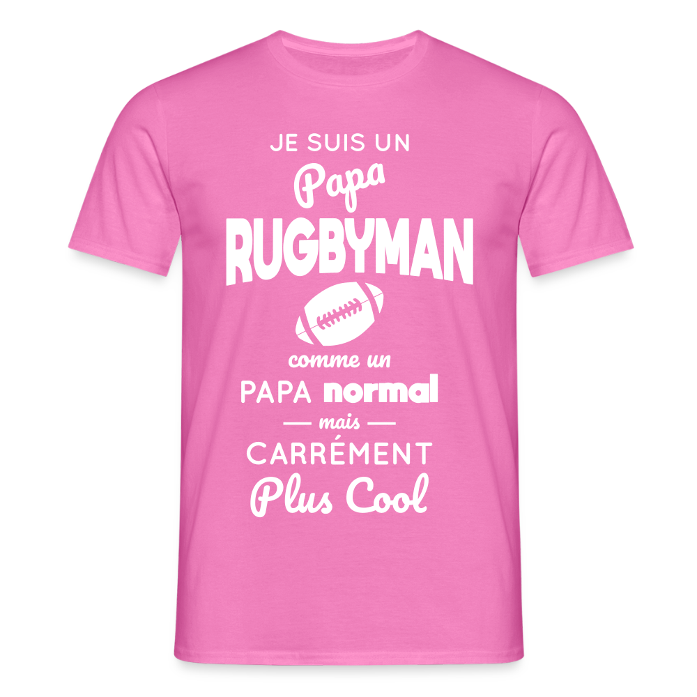 T-shirt Homme - Papa rugbyman plus cool - rose
