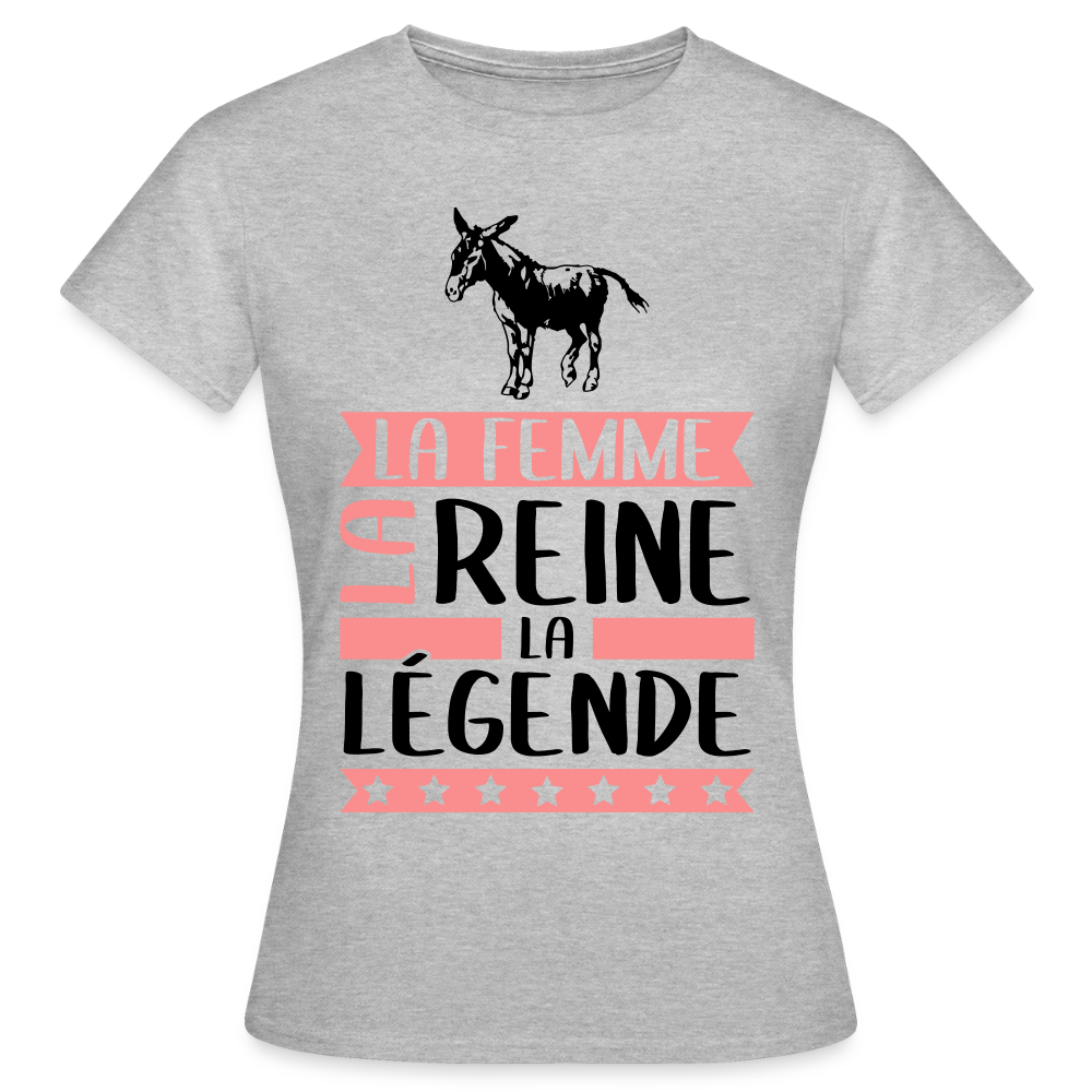 T-shirt femme coloris clair Anne rébus – La femme, la reine, la légende - gris chiné