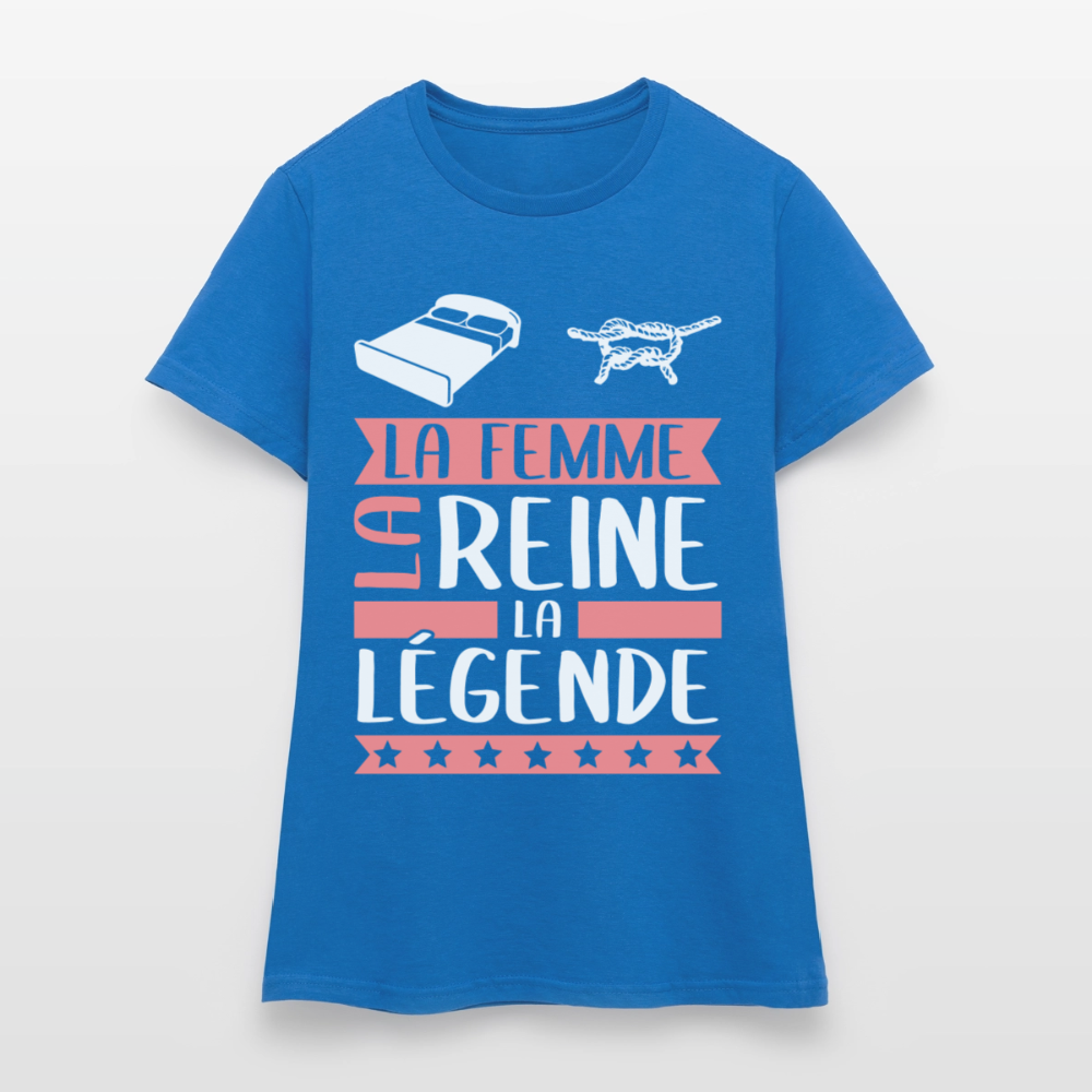 T-shirt femme Line rébus – La femme, la reine, la légende - bleu royal