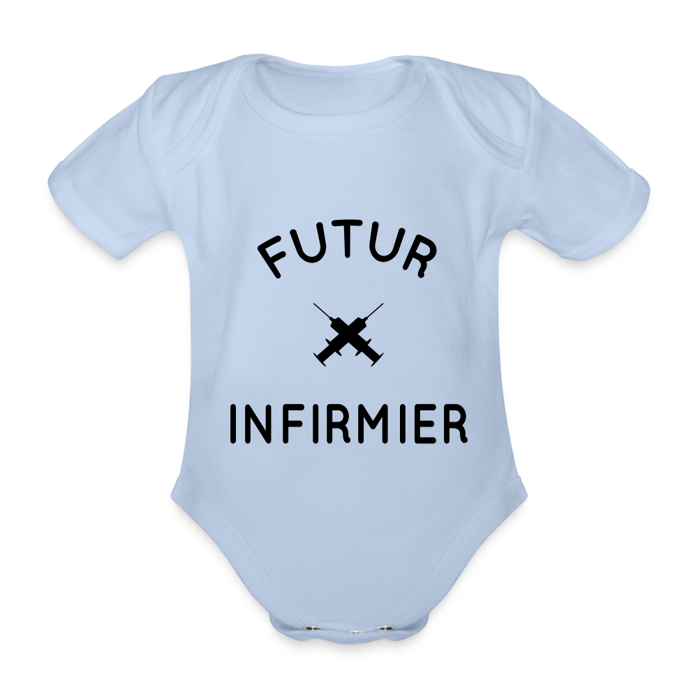Body Bébé bio manches courtes - Futur infirmier - ciel