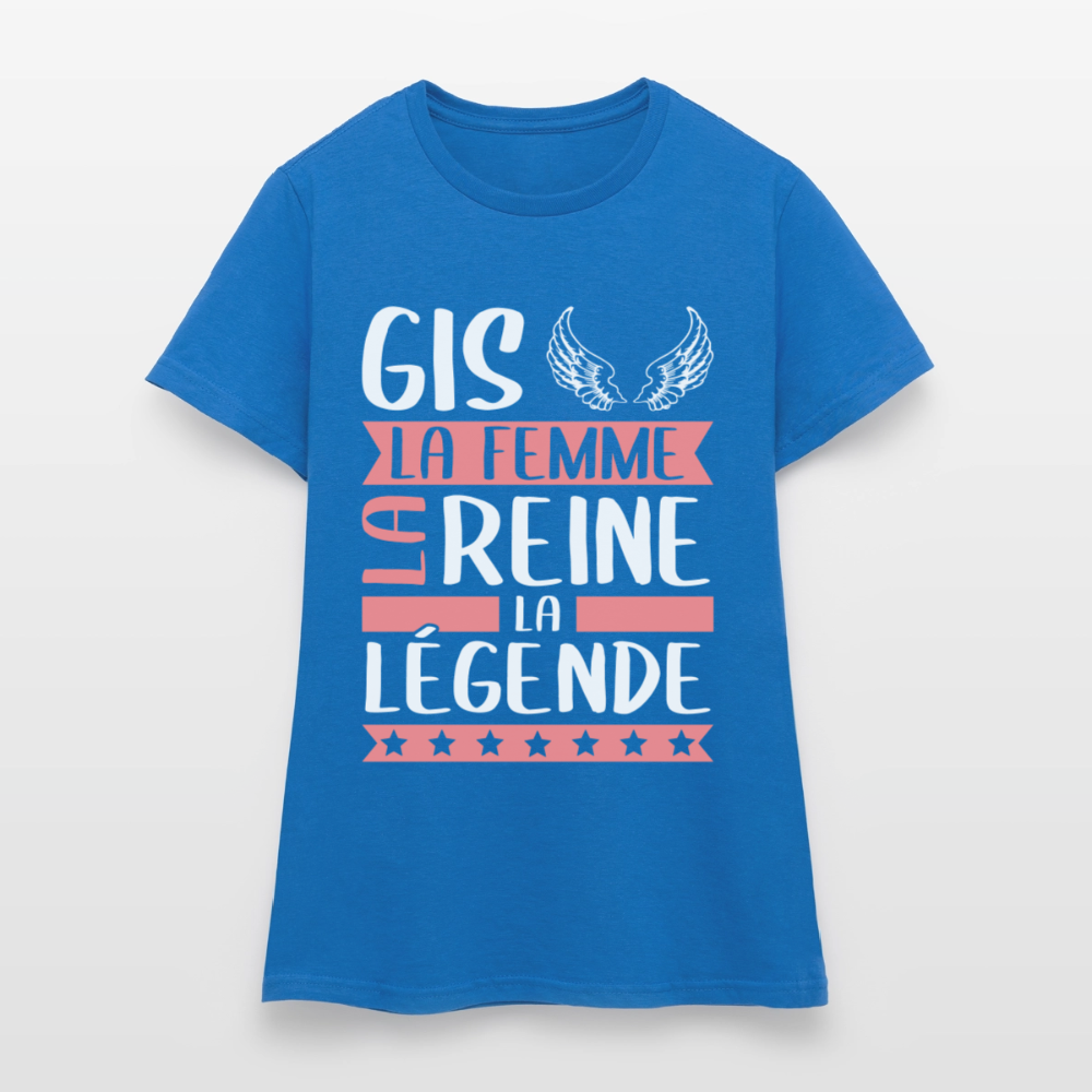 T-shirt femme Gisèle rébus – La femme, la reine, la légende - bleu royal
