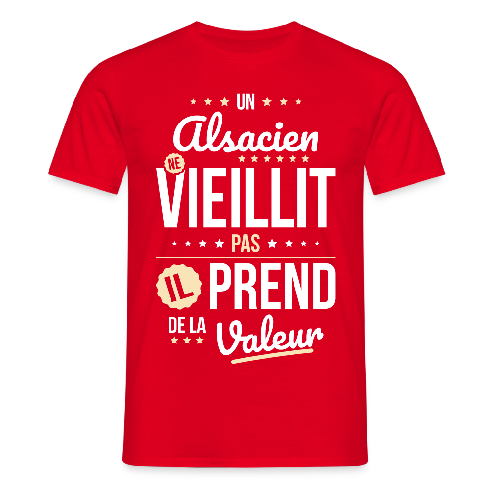 T-shirt Homme - Un Alsacien ne vieillit pas - rouge