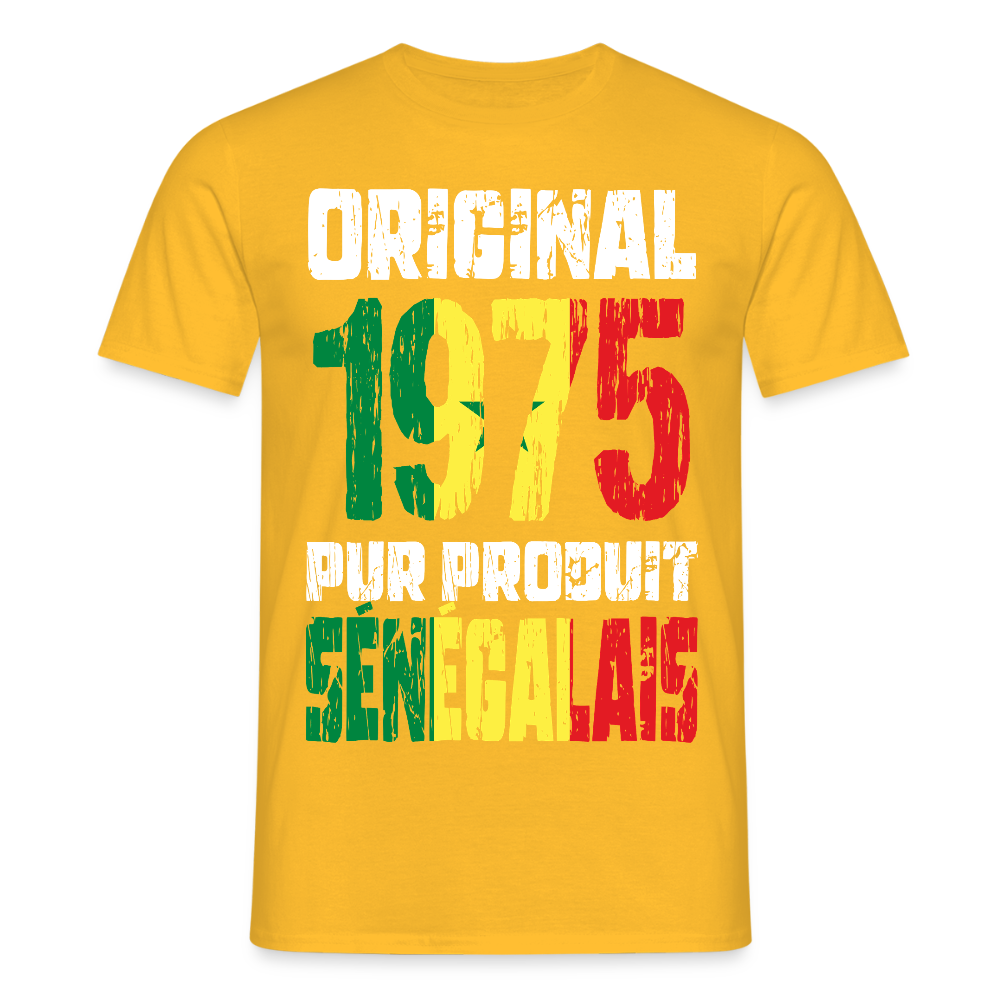 T-shirt Homme - Anniversaire 50 Ans - Original 1975 - Pur produit Sénégalais - jaune
