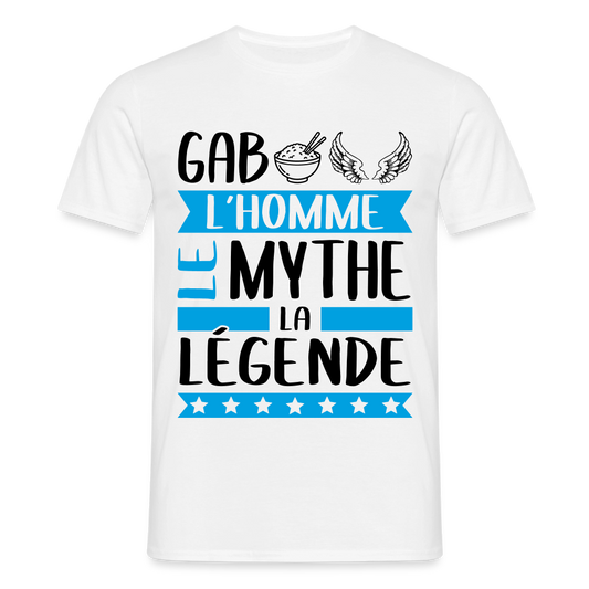 T-shirt homme coloris clair Gabriel en rébus – L’homme, le mythe, la légend - blanc