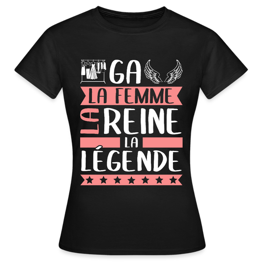 T-shirt femme Abigaëlle rébus – La femme, la reine, la légende - noir