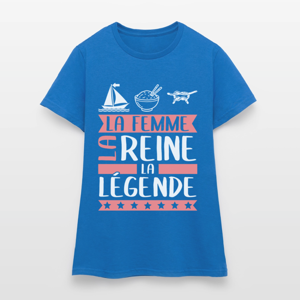 T-shirt femme Marine rébus – La femme, la reine, la légende - bleu royal