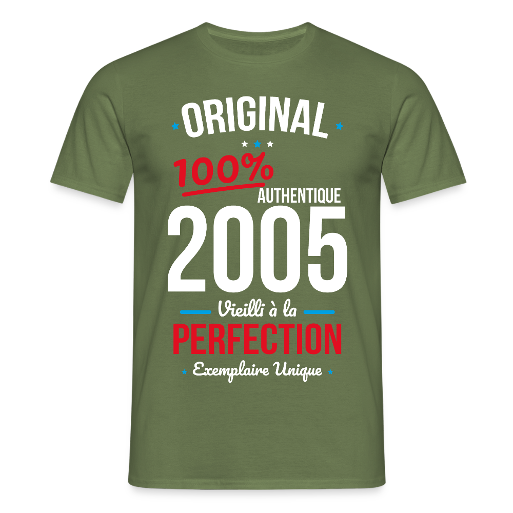 T-shirt Homme - Anniversaire 20 Ans - Original 2005 - vert militaire