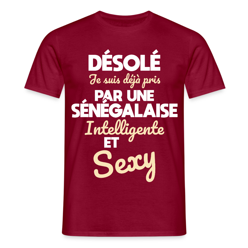 T-shirt Homme -  Je suis déjà pris par une Sénégalaise intelligente et sexy - rouge brique