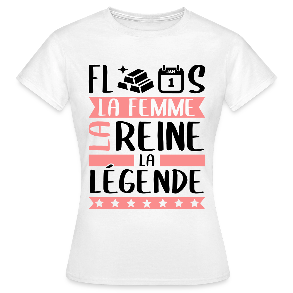 T-shirt femme coloris clair Florence rébus – La femme, la reine, la légende - blanc