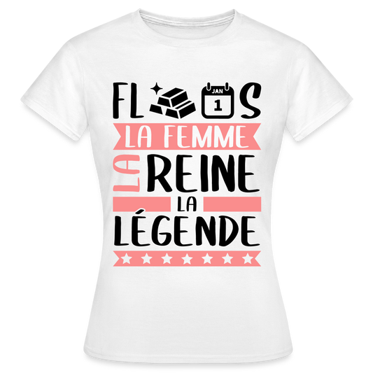 T-shirt femme coloris clair Florence rébus – La femme, la reine, la légende - blanc