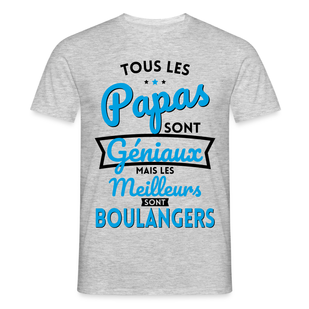 T-shirt Homme - Papas géniaux - Les meilleurs sont boulangers - gris chiné