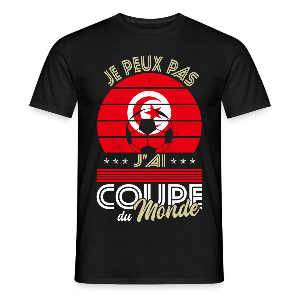 T-shirt Homme - Je peux pas j'ai Coupe du Monde - Tunisie - noir