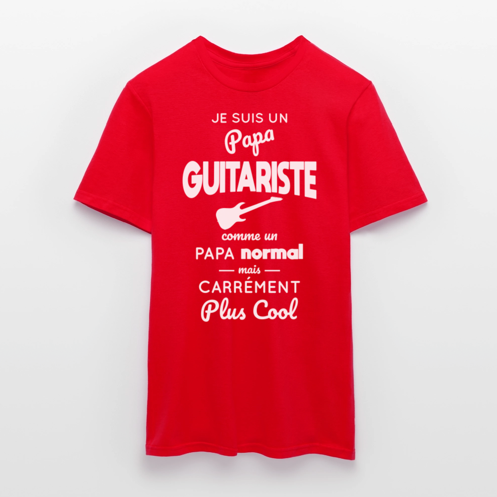 T-shirt Homme - Papa guitariste plus cool - rouge