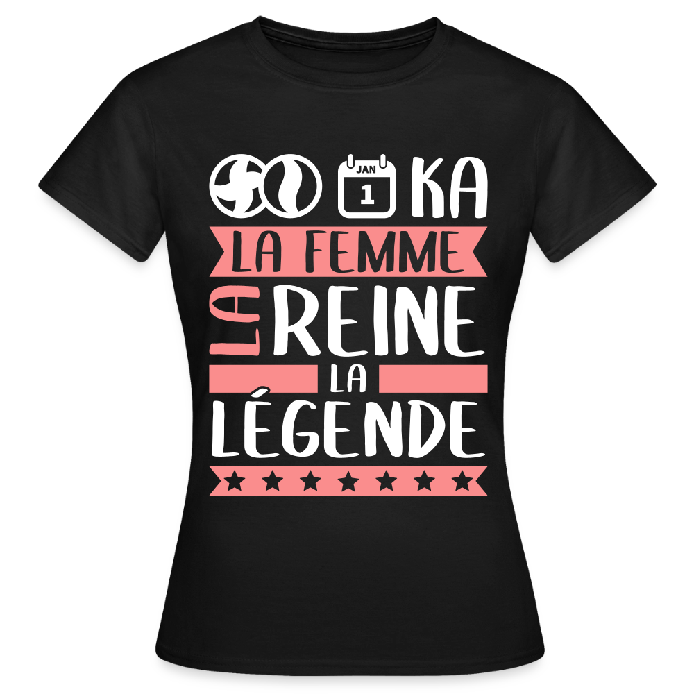 T-shirt femme Bianca rébus – La femme, la reine, la légende - noir