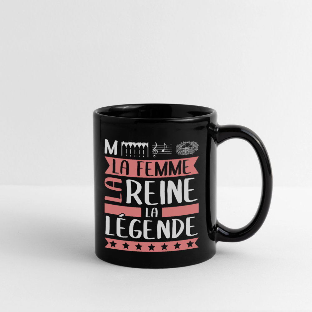 Mug uni Mélanie rébus – La femme, la reine, la légende - noir