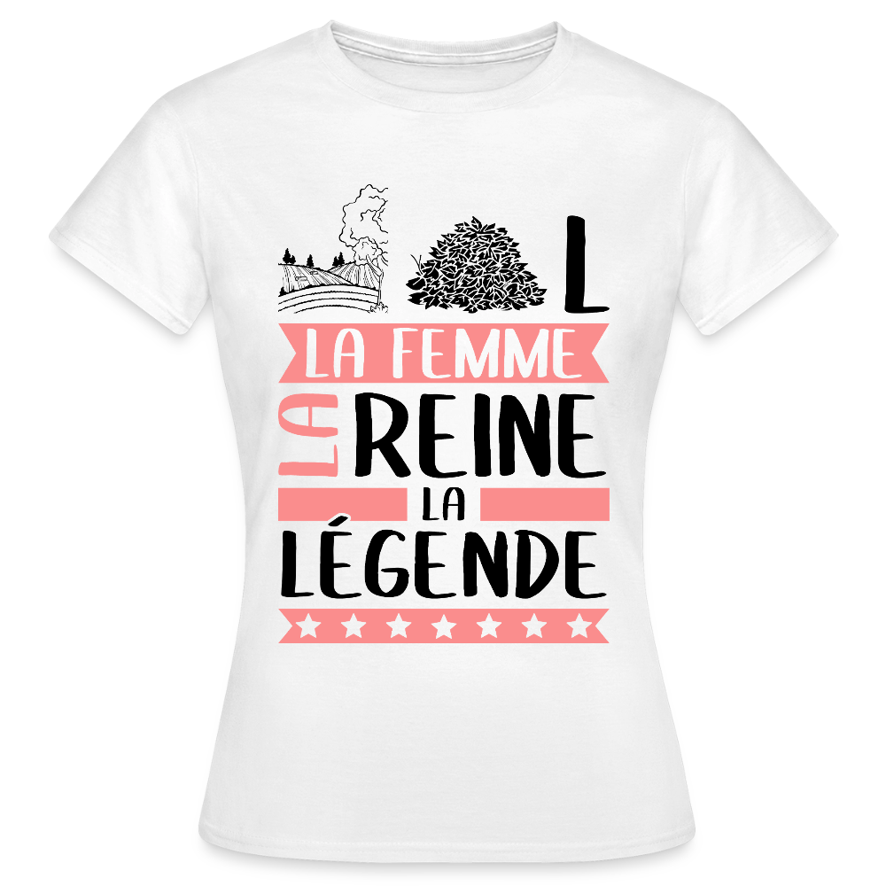 T-shirt femme coloris clair Chantal en rébus – La femme, la reine, la légende - blanc