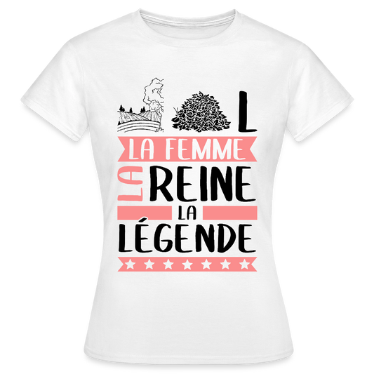 T-shirt femme coloris clair Chantal en rébus – La femme, la reine, la légende - blanc