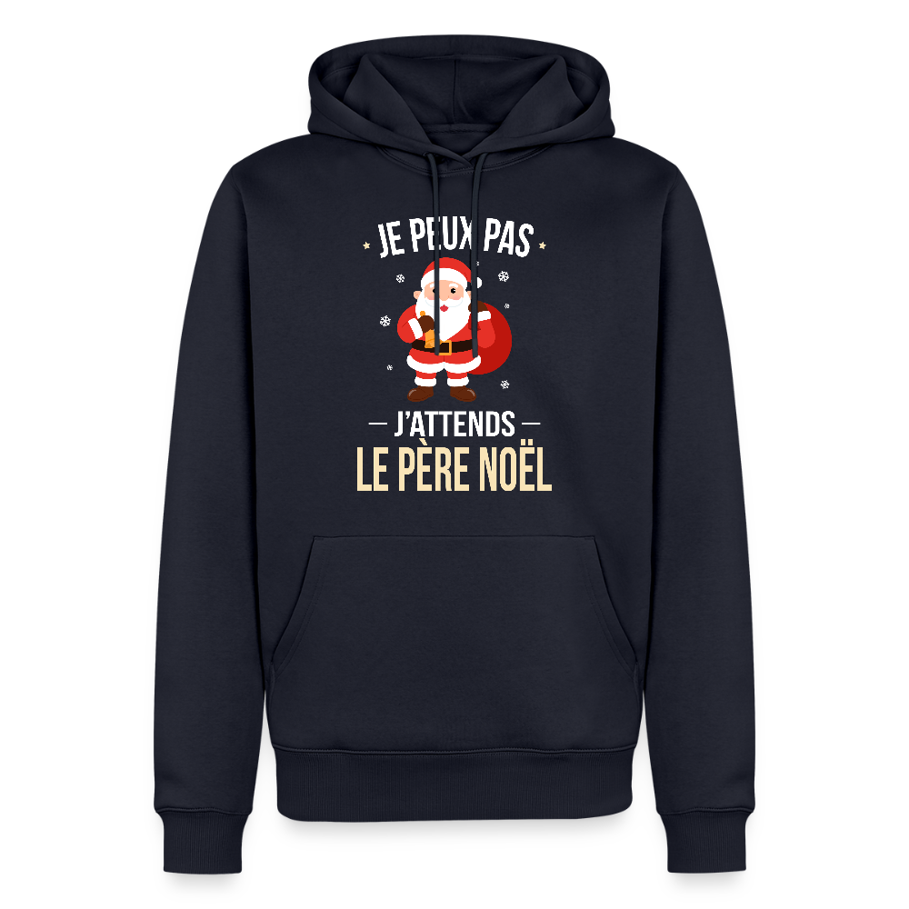 Sweat à capuche premium homme – Je peux pas, j’attends le Père Noël – Hoodie Noël humoristique - bleu marine