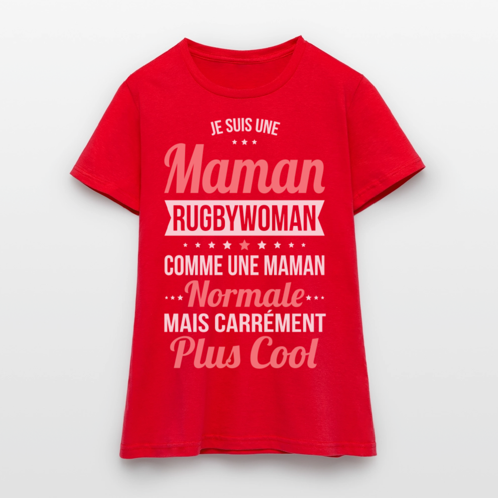 T-shirt Femme - Maman rugbywoman plus cool - rouge