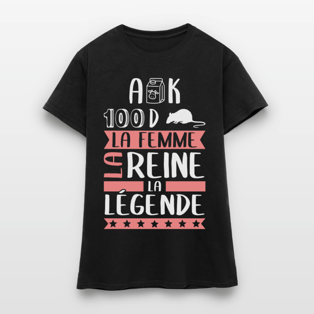 T-shirt femme Alexandra rébus – La femme, la reine, la légende - noir