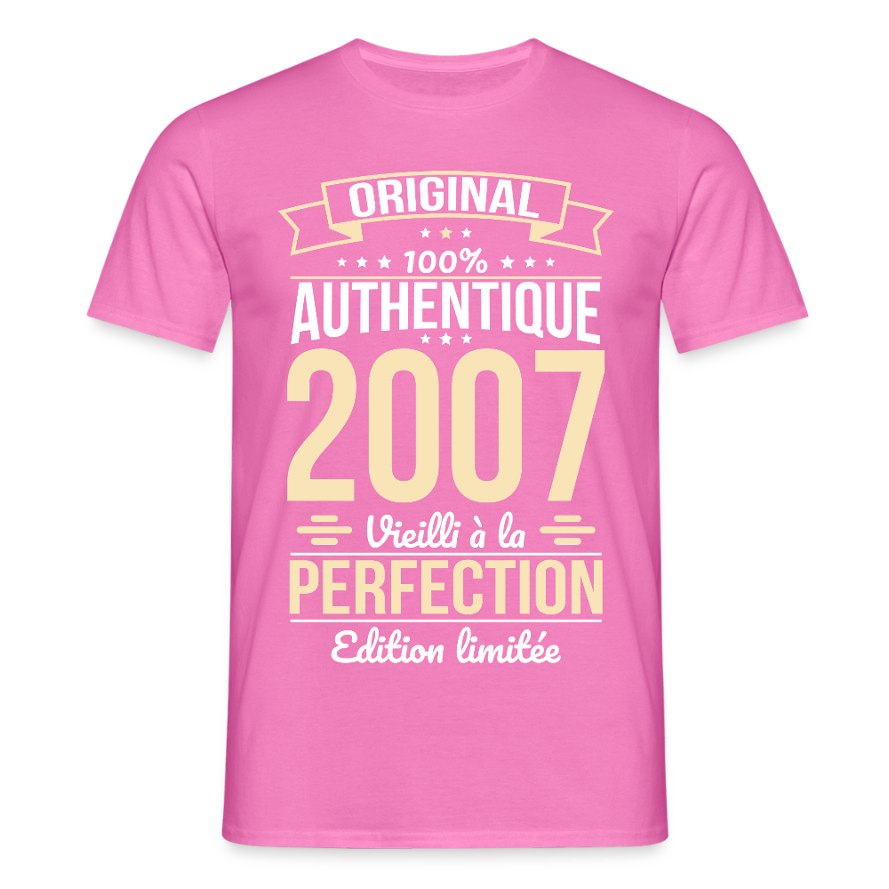 T-shirt Homme - Anniversaire 18 Ans - Original 2007 - rose