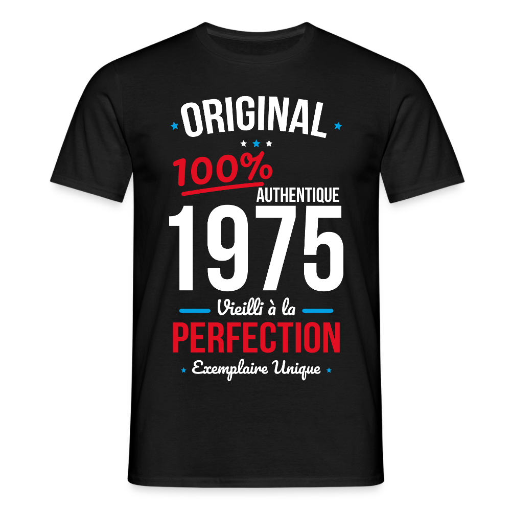 T-shirt Homme - Anniversaire 50 Ans - Original 1975 - noir