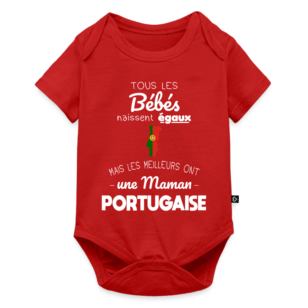 Body Bébé bio manches courtes - Les Meilleurs Ont Une Maman Portugaise - rouge
