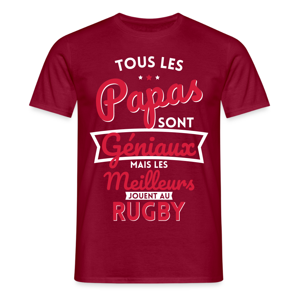 T-shirt Homme - Papas géniaux - Les meilleurs jouent au rugby - rouge brique