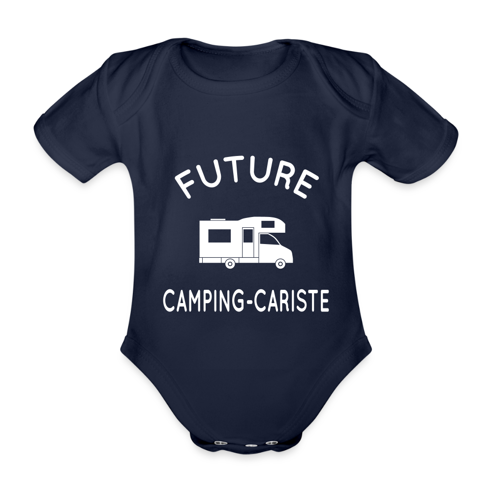 Body Bébé bio manches courtes - Future camping-cariste - marine foncé