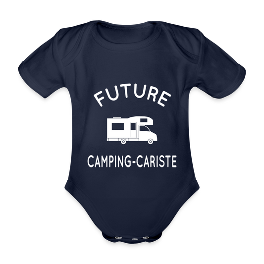 Body Bébé bio manches courtes - Future camping-cariste - marine foncé