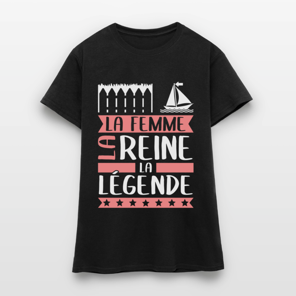 T-shirt femme Emma rébus – La femme, la reine, la légende - noir