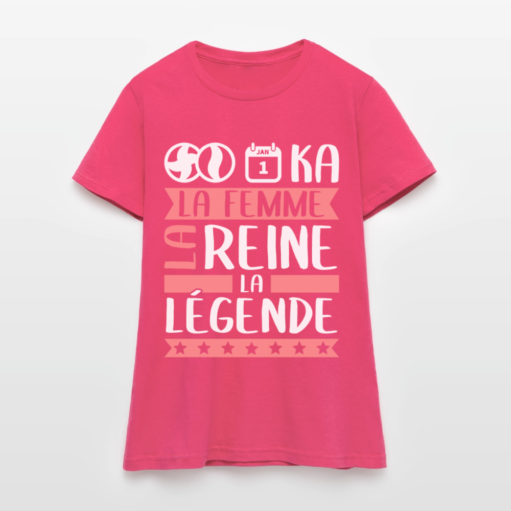 T-shirt femme Bianca rébus – La femme, la reine, la légende - rose azalée