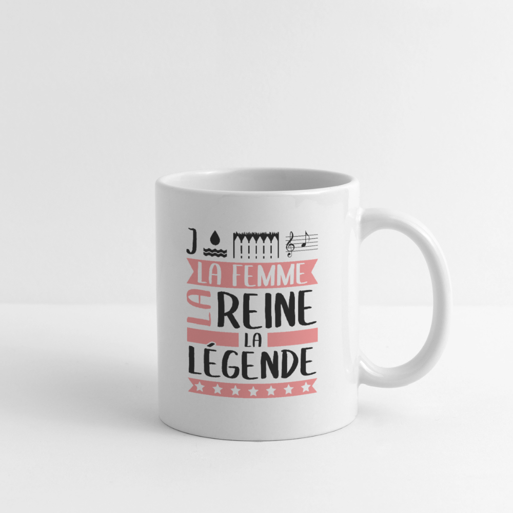 Mug blanc Joëlla rébus – La femme, la reine, la légende - blanc