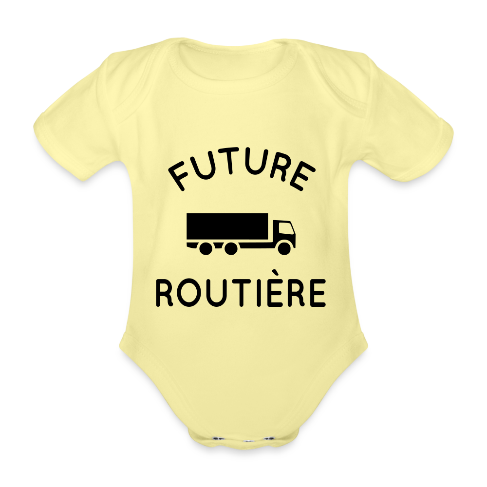 Body Bébé bio manches courtes - Future routière - jaune délavé