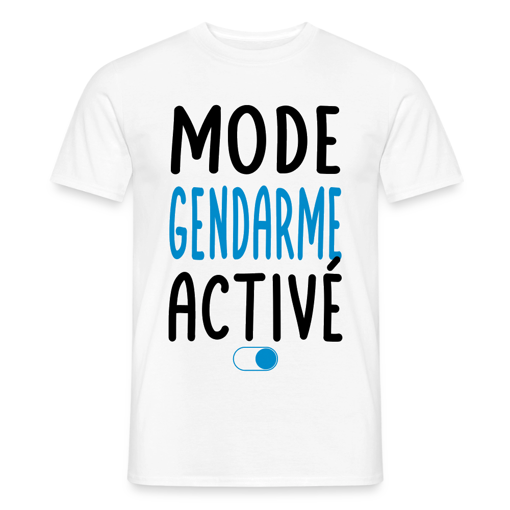 T-shirt Homme coloris clair - Mode gendarme activé - Cadeau gendarme - blanc