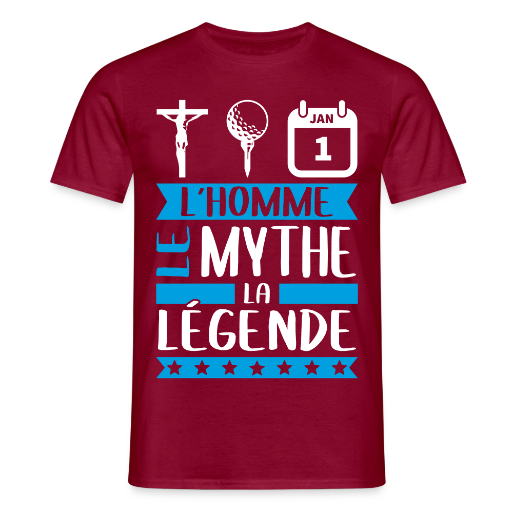 T-shirt homme Christian rébus – L’homme, le mythe, la légende - rouge brique