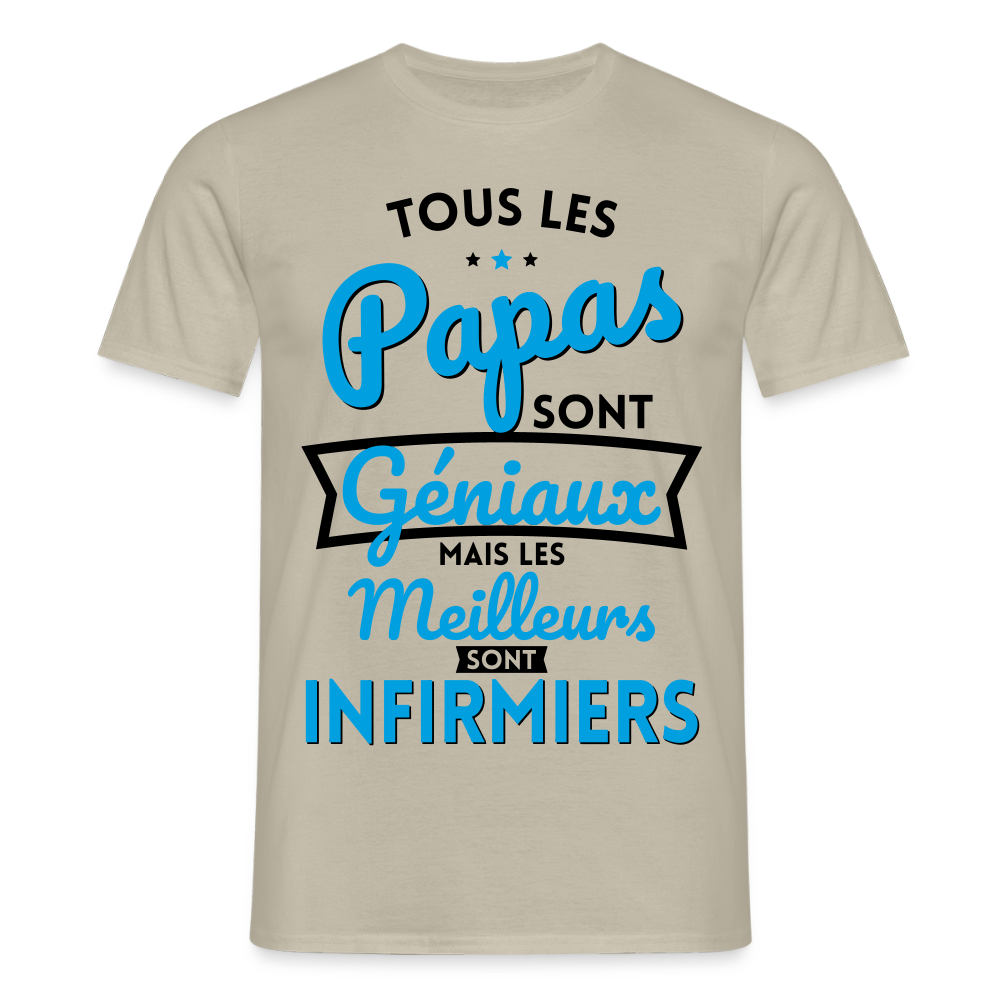 T-shirt Homme - Papas  géniaux - Les meilleurs sont infirmiers - beige sable