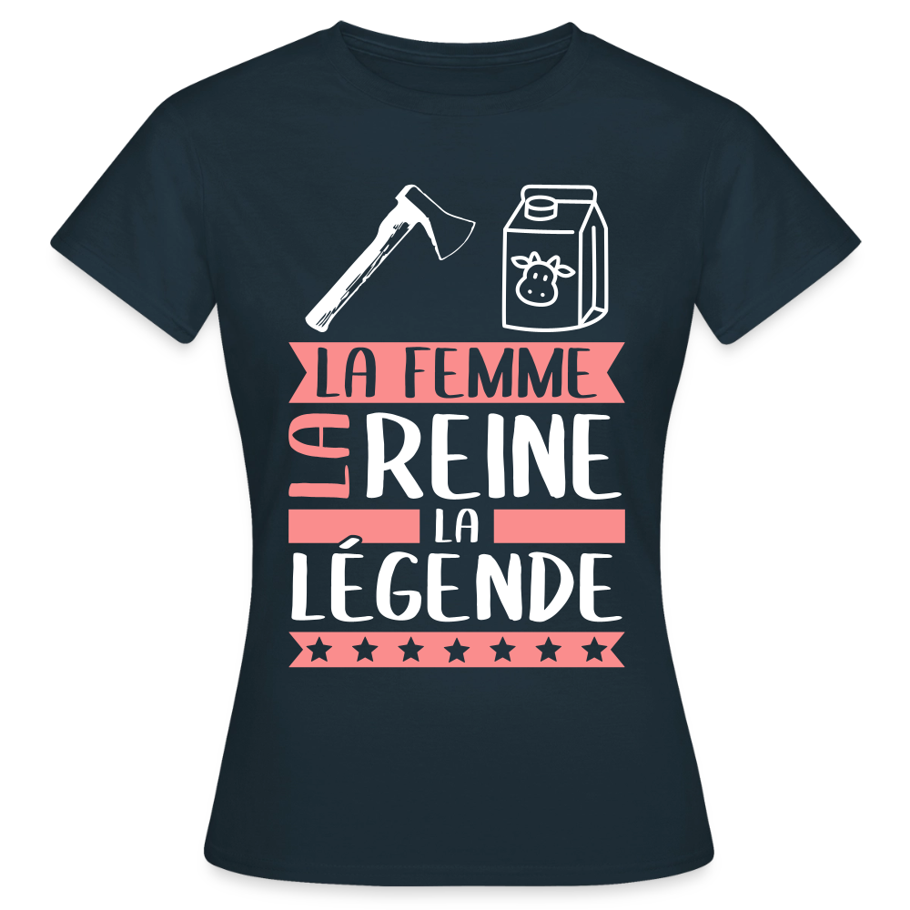 T-shirt femme Ashley rébus – La femme, la reine, la légende - marine