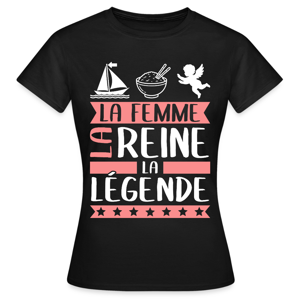 T-shirt femme Marie-Ange rébus – La femme, la reine, la légende - noir