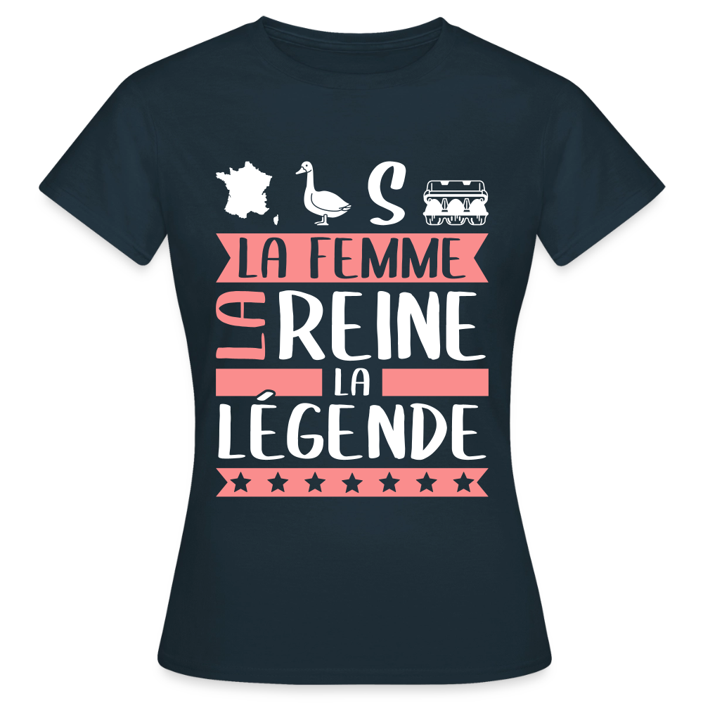 T-shirt femme Françoise rébus – La femme, la reine, la légende - marine