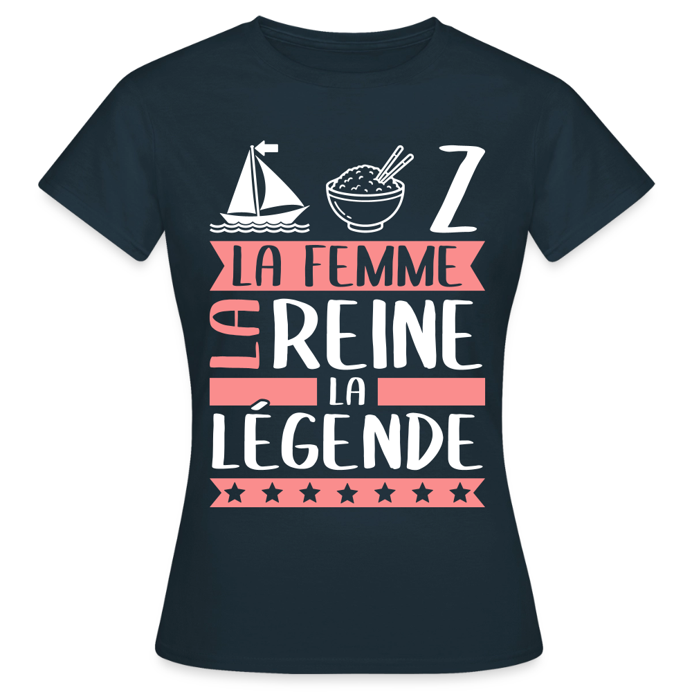T-shirt femme Maryse rébus – La femme, la reine, la légende - marine