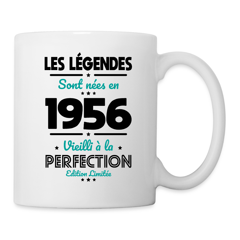 Mug anniversaire blanc homme 70 ans – Les légendes sont nées en 1956 - blanc
