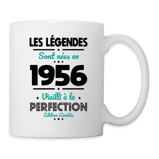 Mug anniversaire blanc homme 70 ans – Les légendes sont nées en 1956 - blanc