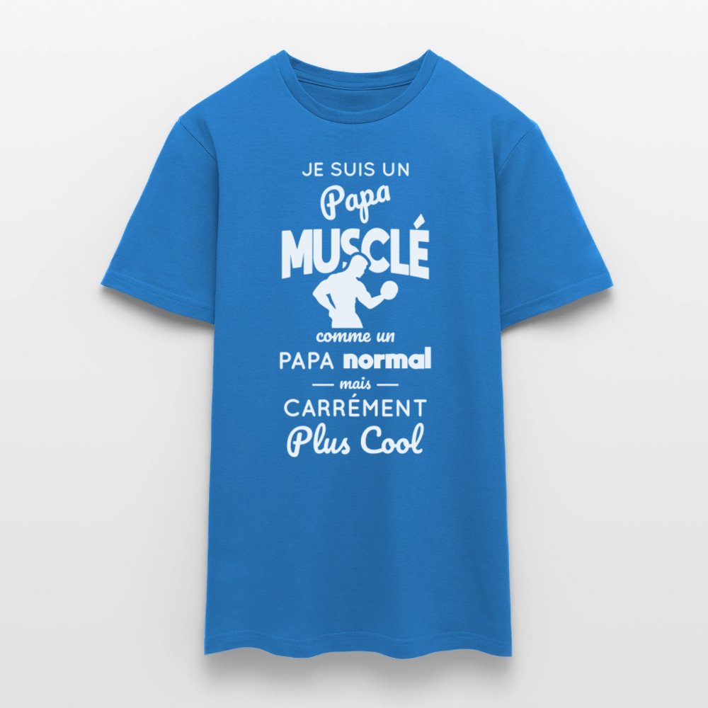 T-shirt Homme - Papa musclé plus cool - bleu royal