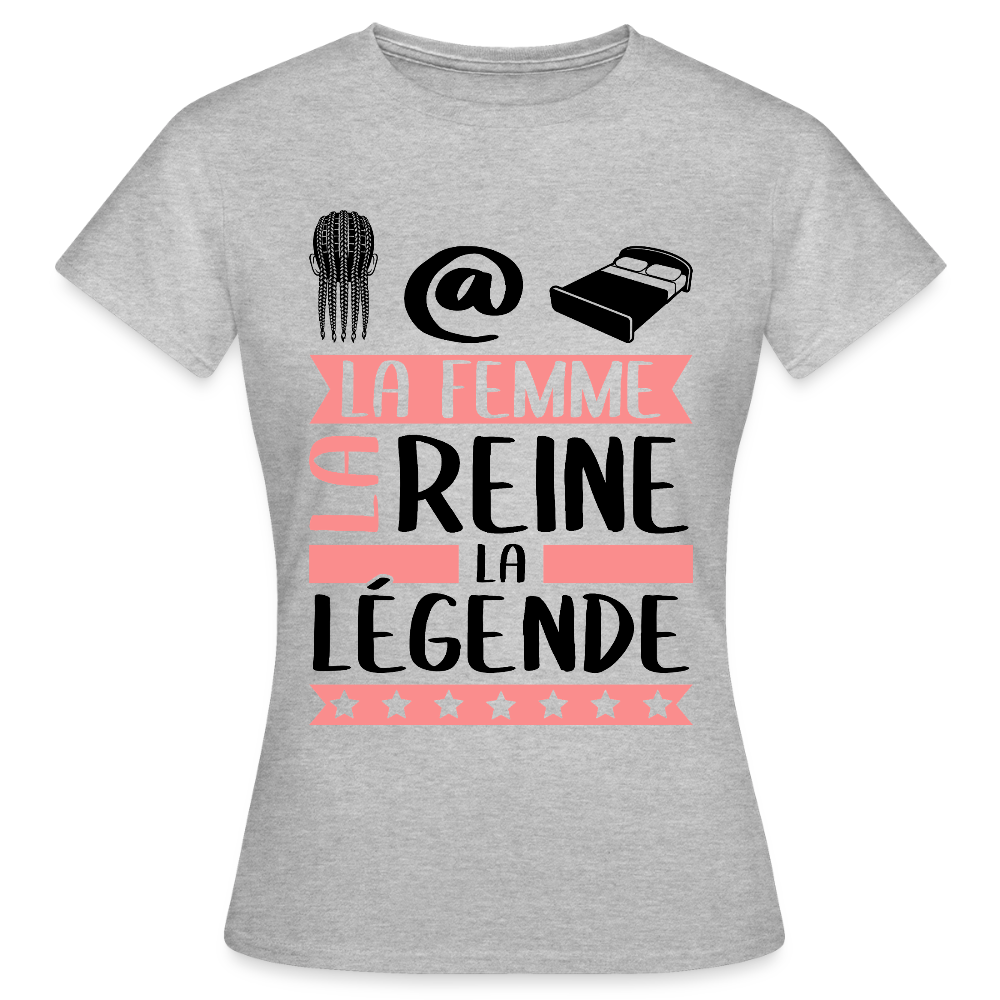 T-shirt femme coloris clair Nathalie rébus – La femme, la reine, la légende - gris chiné