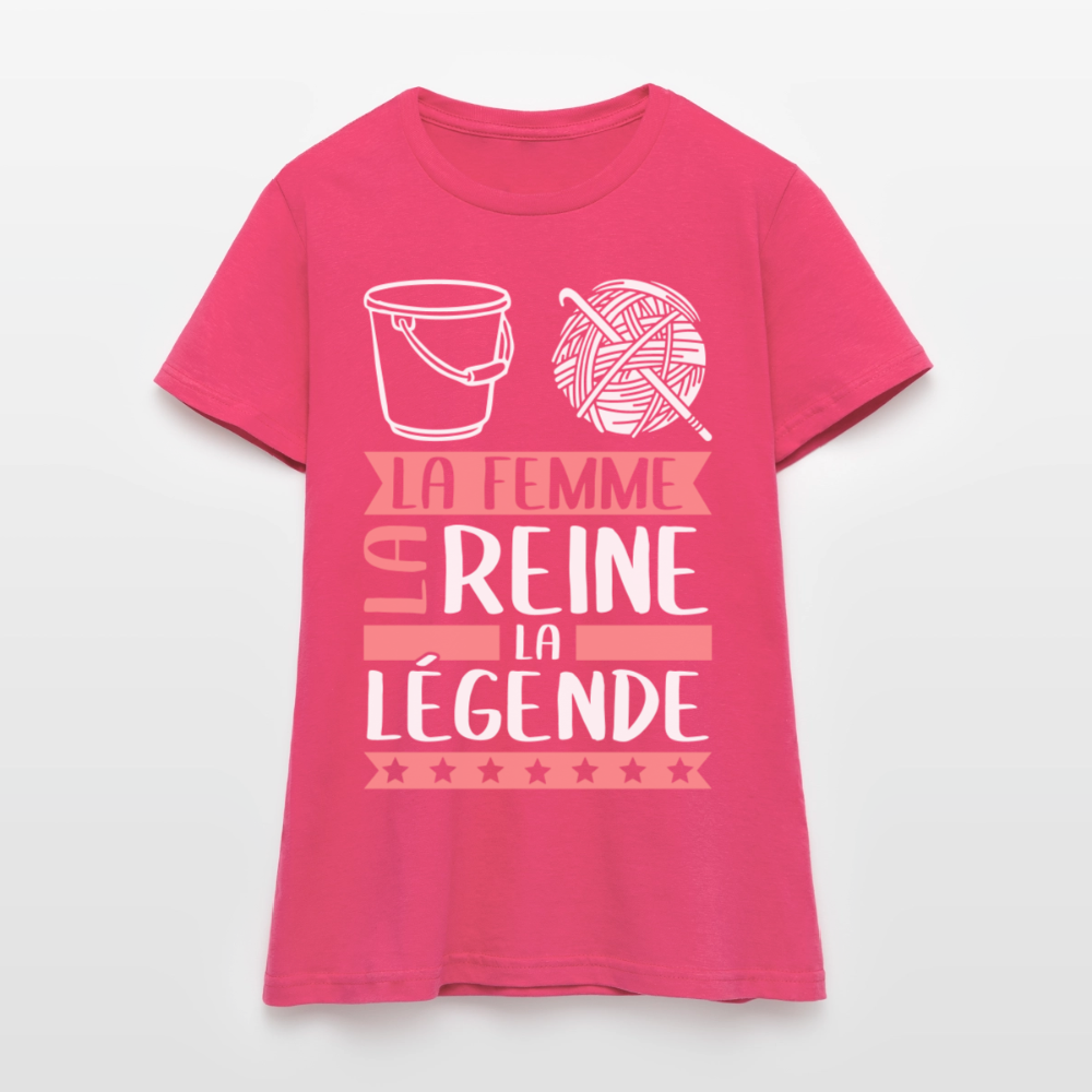 T-shirt femme Solène rébus – La femme, la reine, la légende - rose azalée