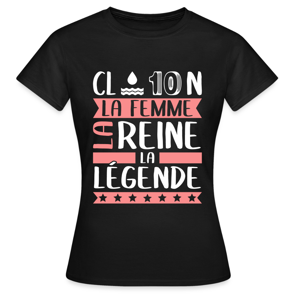 T-shirt femme Claudine rébus – La femme, la reine, la légende - noir