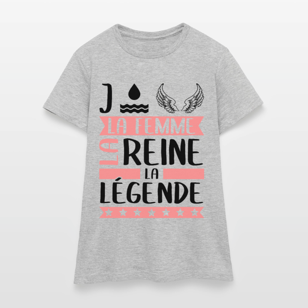 T-shirt femme coloris clair Joëlle rébus – La femme, la reine, la légende - gris chiné