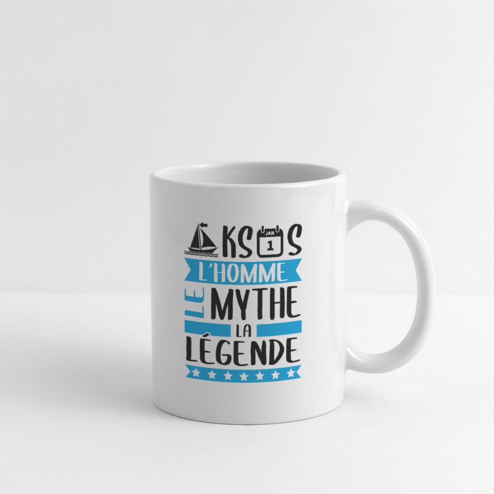 Mug blanc Maxence rébus – L’homme, le mythe, la légende - blanc