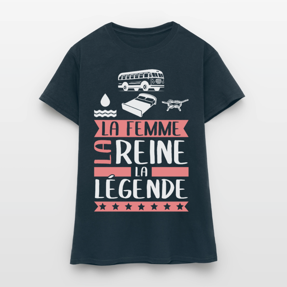T-shirt femme Caroline rébus – La femme, la reine, la légende - marine